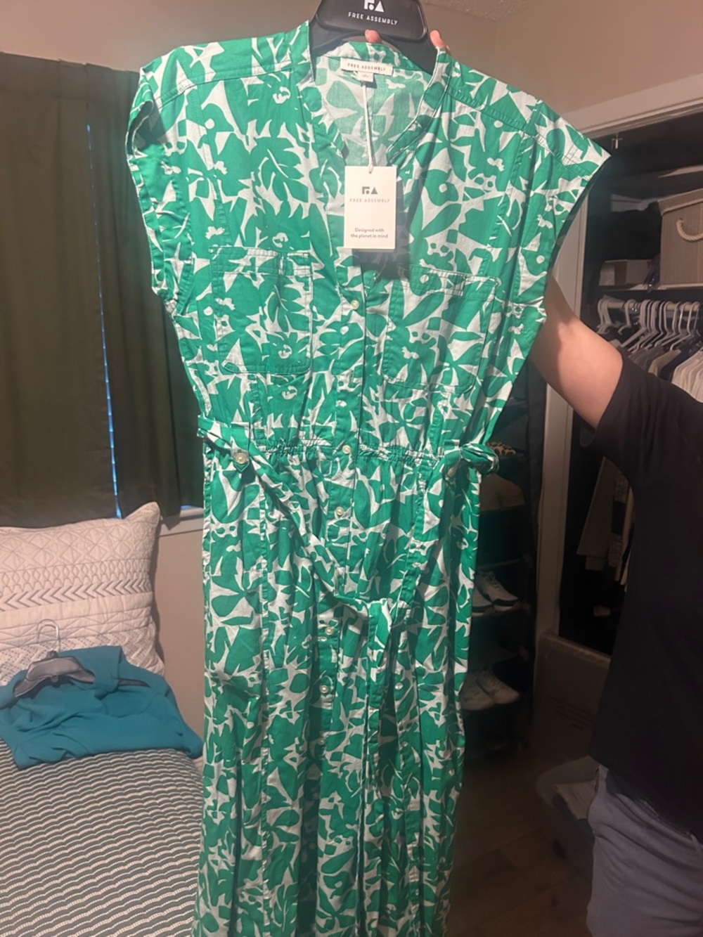Green Floral Print Women’s Midi Dress